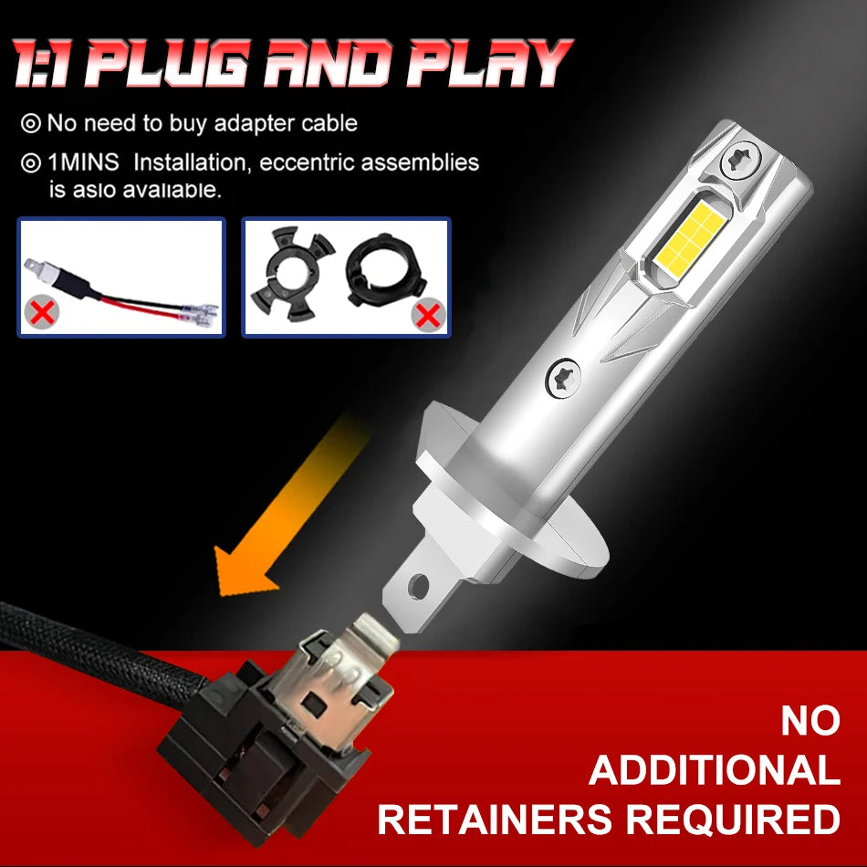 H1 LED Headlights 5300W 16PCS CSP H4 High Low Beam H7 LED Wireless CANbus Error Free Auto Light Fanless Mini 12V Super Bright