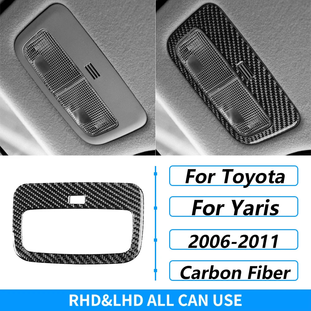 For Toyota Yaris 2006-2011 Carbon Fiber Central Control AC CD Air Outlet Gear Shift Panel Cover Trim Set Car Accessories Sticker