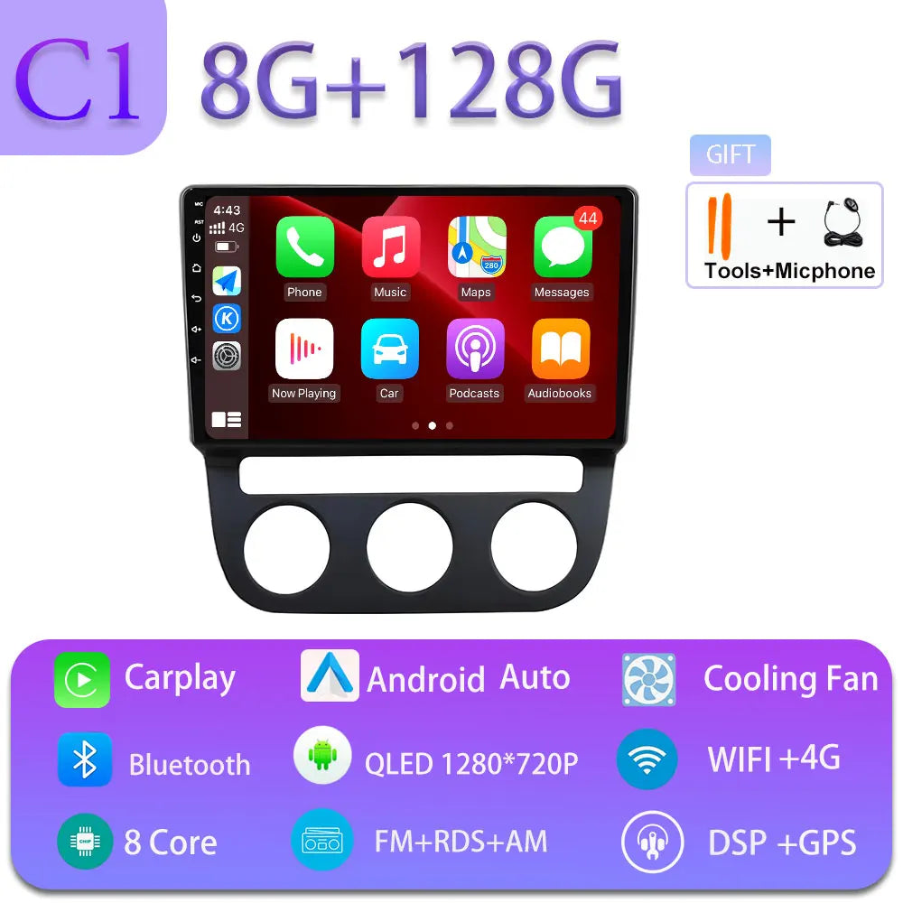 Android Car Stereo for VW Golf Mk5, Jetta GLI, Rabbit 1K (2006–2010) — CarPlay, Android Auto, GPS, 4G, WiFi