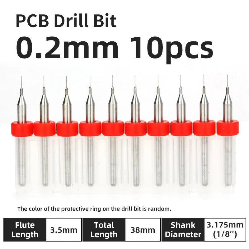 TOOLEYE 10pcs PCB Drill Bit Set Micro Drills Printed Circuit Board 1/8" Shank Mini CNC Drill Bits 0.1-3.175mm Drilling Tools