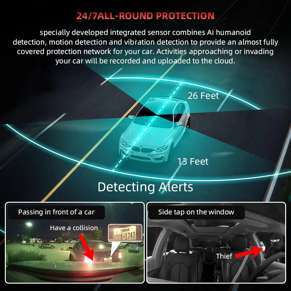 E-ACE 4G LTE Dash Cam Car Black Box Front and Inside Lens GPS Remote Live-View Infrared Night Vision Car Safety Video Recorder