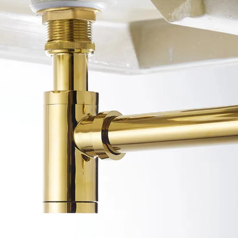 Wash Basin Bottle Plumbing P-Trap Bathroom Sink Siphon Drain Sewer Pipe Kit Luxury Matt Black High Quality Brass Body