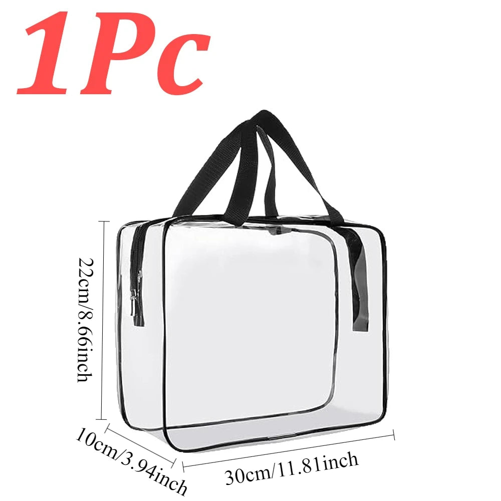 1-12Pcs Large Toy Storage Bags Reusable Clear PVC Travel Waterproof Organizer Bags Makeup Pouch for Books Building Blocks Puzzle