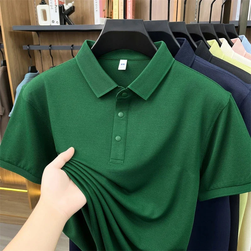 Men's Casual Lapel Polo Shirt - Soft Breathable Fabric, Everyday