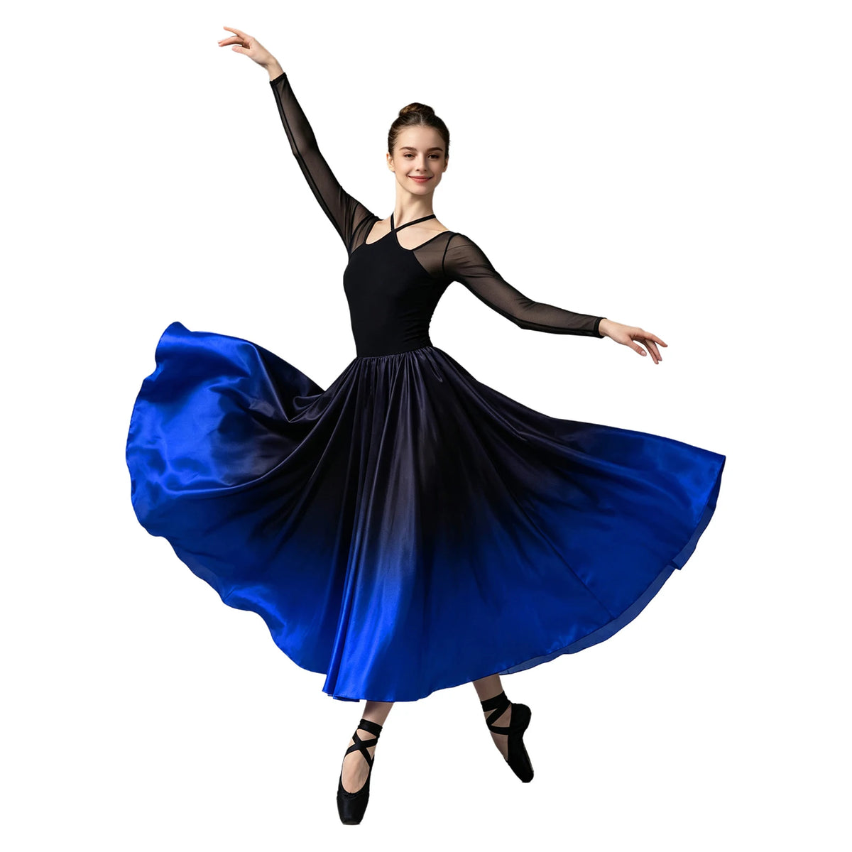 Women's big swing gradient satin dance dress