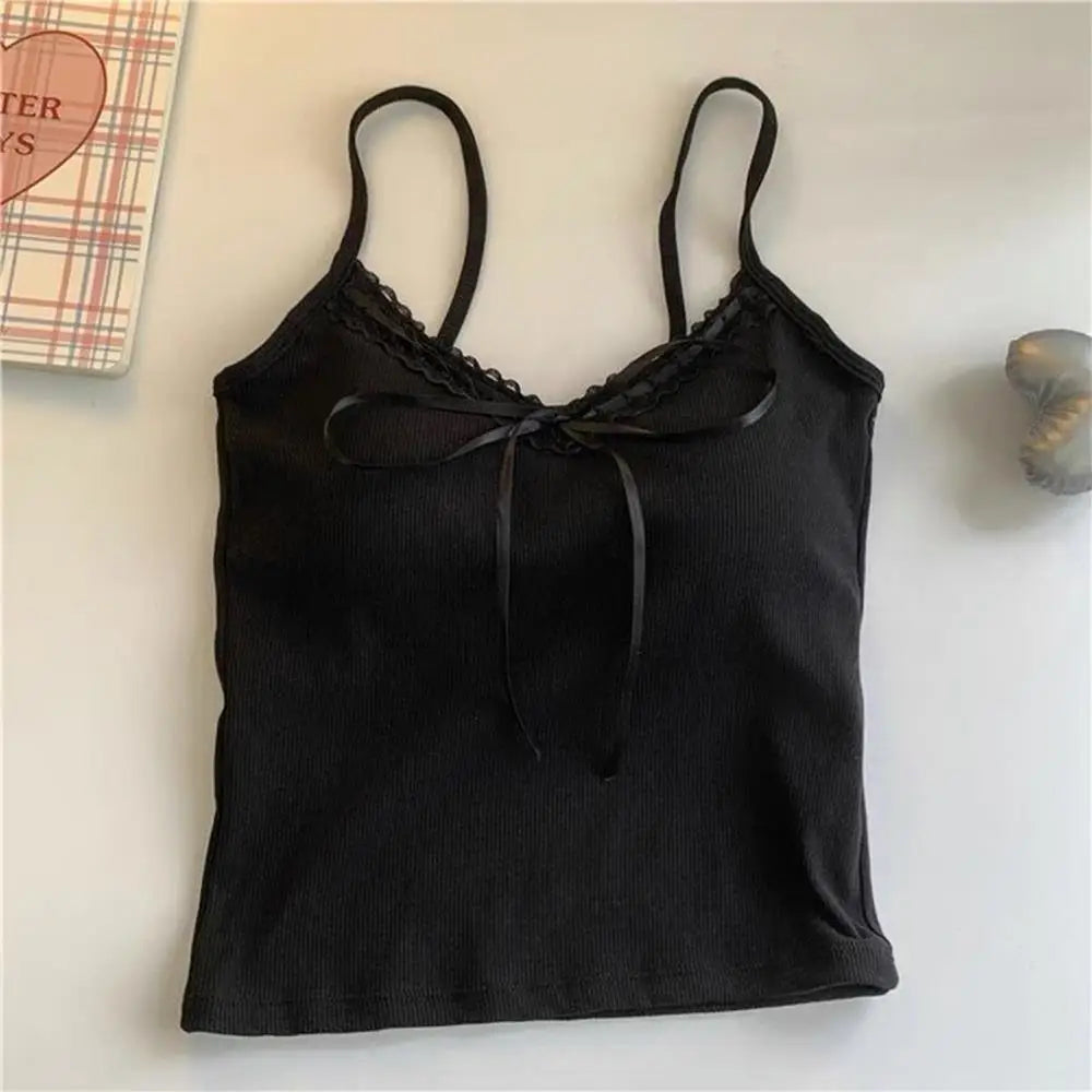 Solid Color Underwear Lace Edge Sexy O Neck Tube Top Chest Female Soft Brassreie With Chest Pad Lace Strap Patchwork Camisole