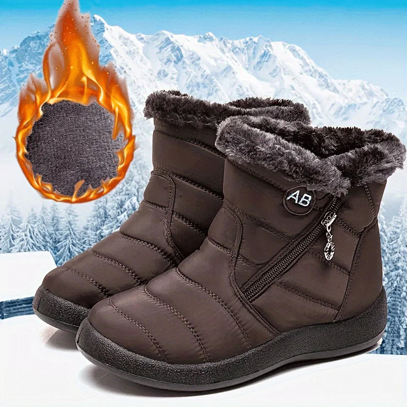 Women's Brown Ankle Snow Boots - Comfortable Outdoor Winter Shoes - photo 9