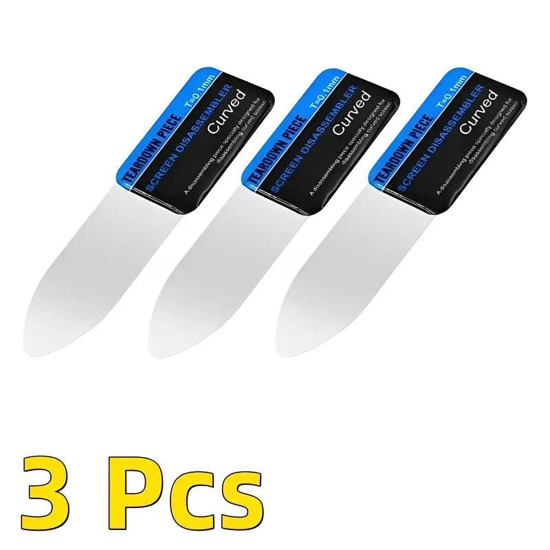 1-20Pcs Mobile Phone Curved LCD Screen Spudger Opening Pry Card Tools Ultra Thin Flexible Mobile Phone Disassemble Steel Metal