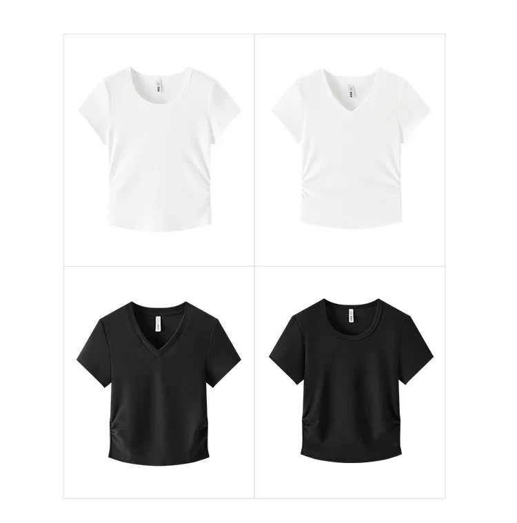 Semir Short Sleeve T-Shirt Women Cropped Slim Fit Shoulder Fit Design 2026 New Summer Embroidered Top Versatile for Chic Outfits