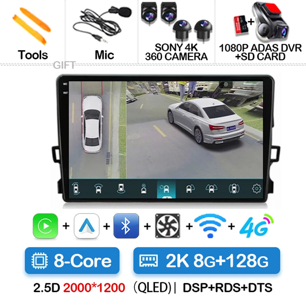 Android Car Stereo for Toyota Auris E150 (2006–2012) — Wireless CarPlay, Android Auto, GPS, WiFi