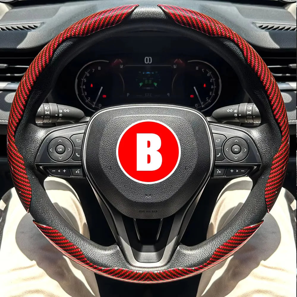 3PCS Car Steering Wheel Cover Warm Winter 38cm Round Steery Wheel Universa Glossy Laser Carbon Fiber Auto Interior Accessories