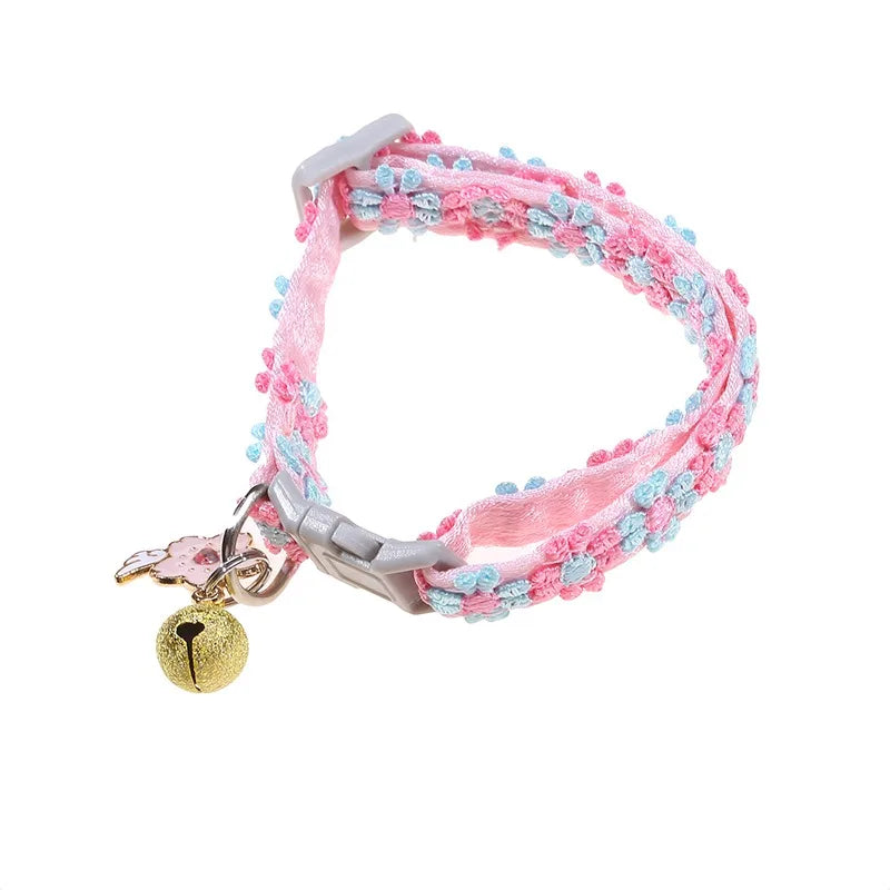 Flower Cat Collar with Bell - Adjustable Kitten Necklace – photo 7
