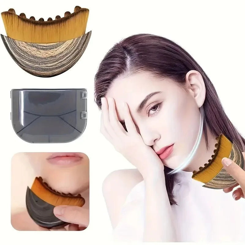 Portable Dry Facial Brush Soft Bristles Contoured Lymphatic Massage Tool Face Sculpting Device Home Spa Gentle Exfoliation Brush