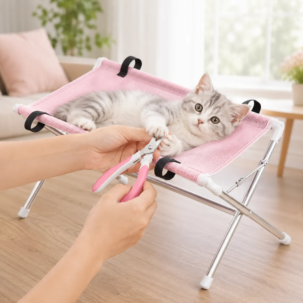 Foldable Pet Grooming Hammock Stand for Dogs and Cats