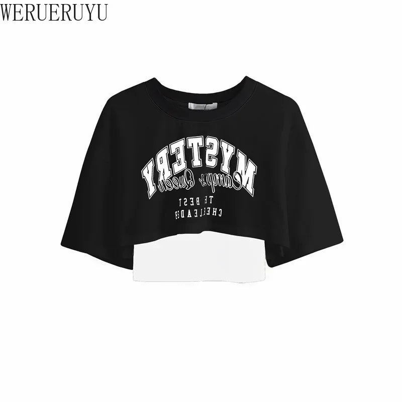 Y2K Graphic Crop Top – Vintage Print Short-Sleeve Tee