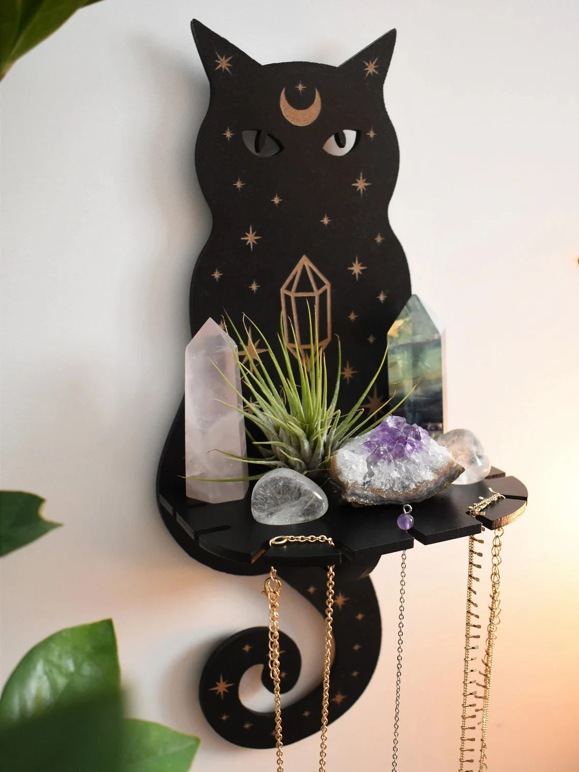 Cat Silhouette Wooden Wall Shelf - Crystal Display – photo 3