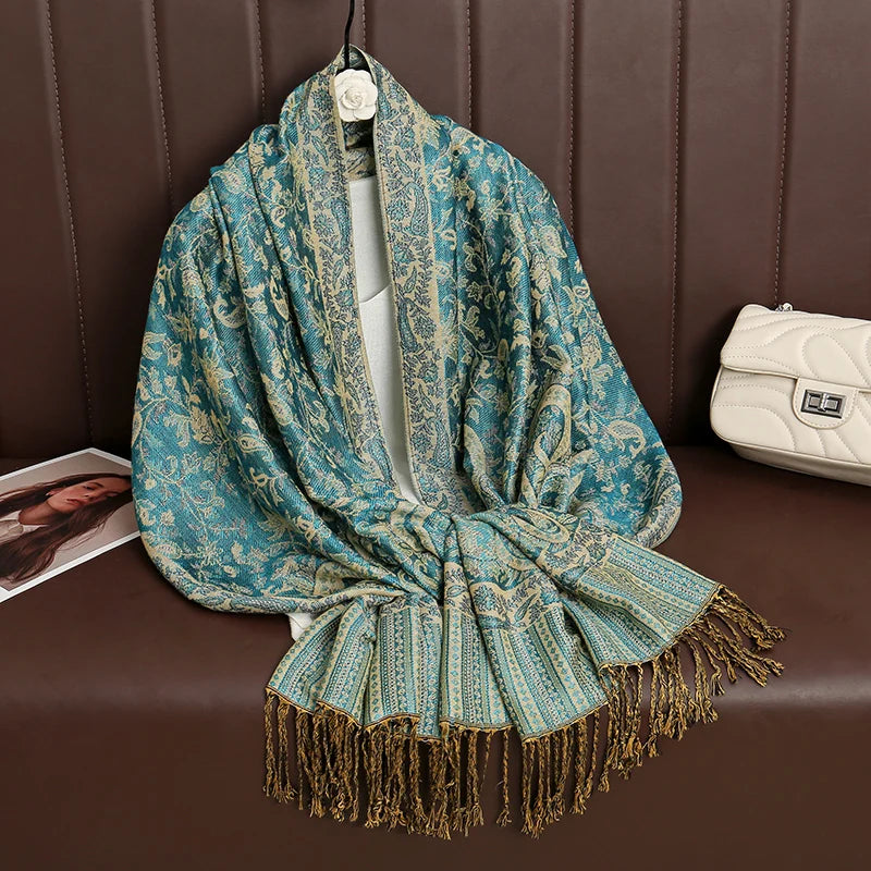 Women's Printed Pashmina Shawl, Soft Winter Scarf