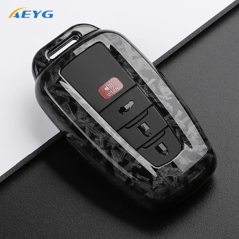 ABS Carbon Fiber Car Key Case Cover Shell Fob For Toyota Prius Camry Corolla C-HR CHR RAV4 Prado 2018 2022 Key Chain Accessories