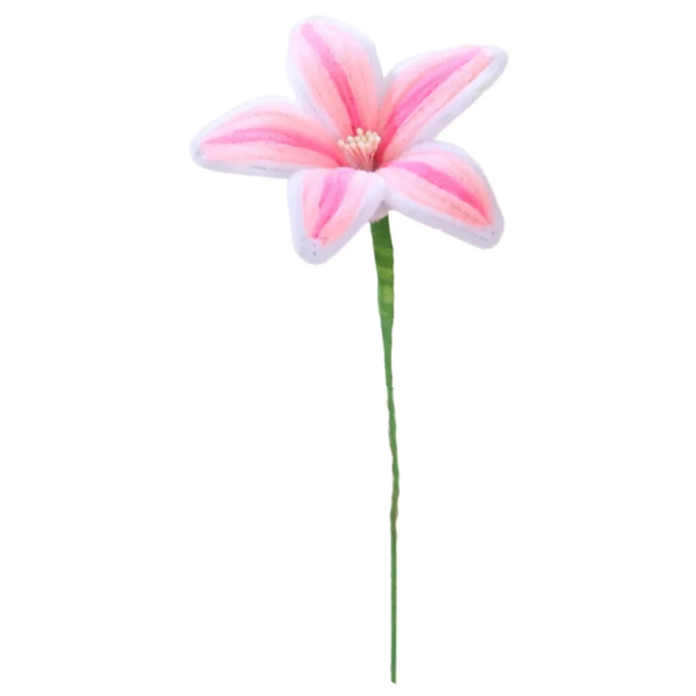 5Pcs Lily DIY Flower Calla Chenille Stems Fluffy Wire Pipe Cleaners Twist Stick Children Educational Toys Creative Handcraft