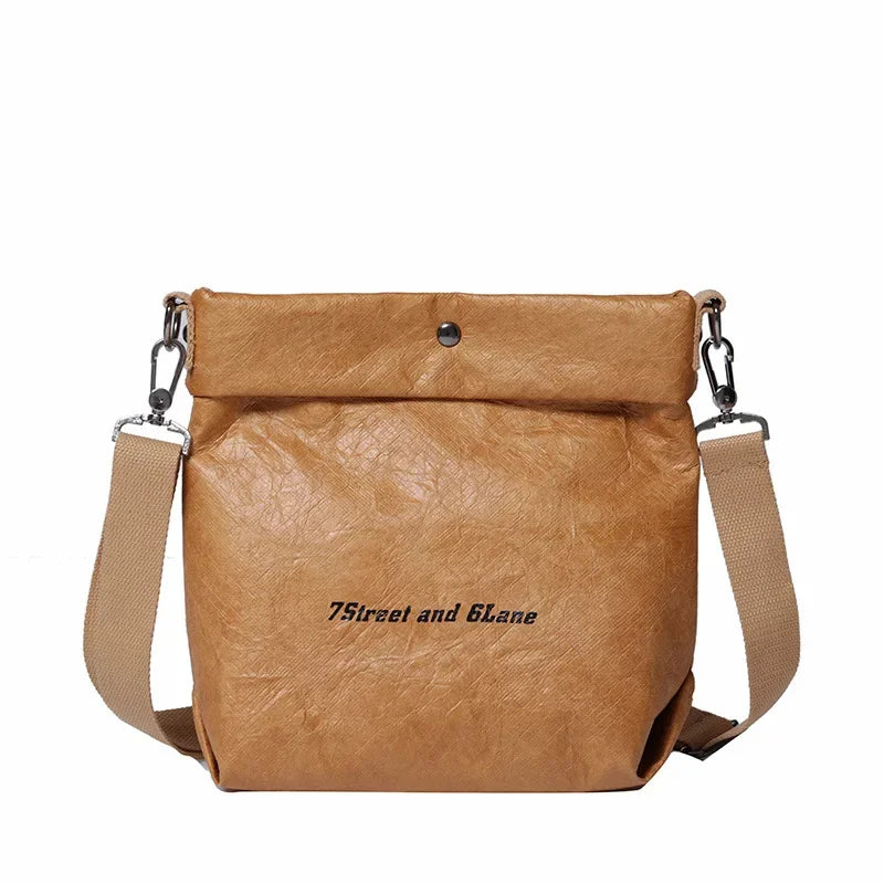 Women's Small Kraft Paper Bucket Bag - Roll Top Shoulder Purse - photo 6