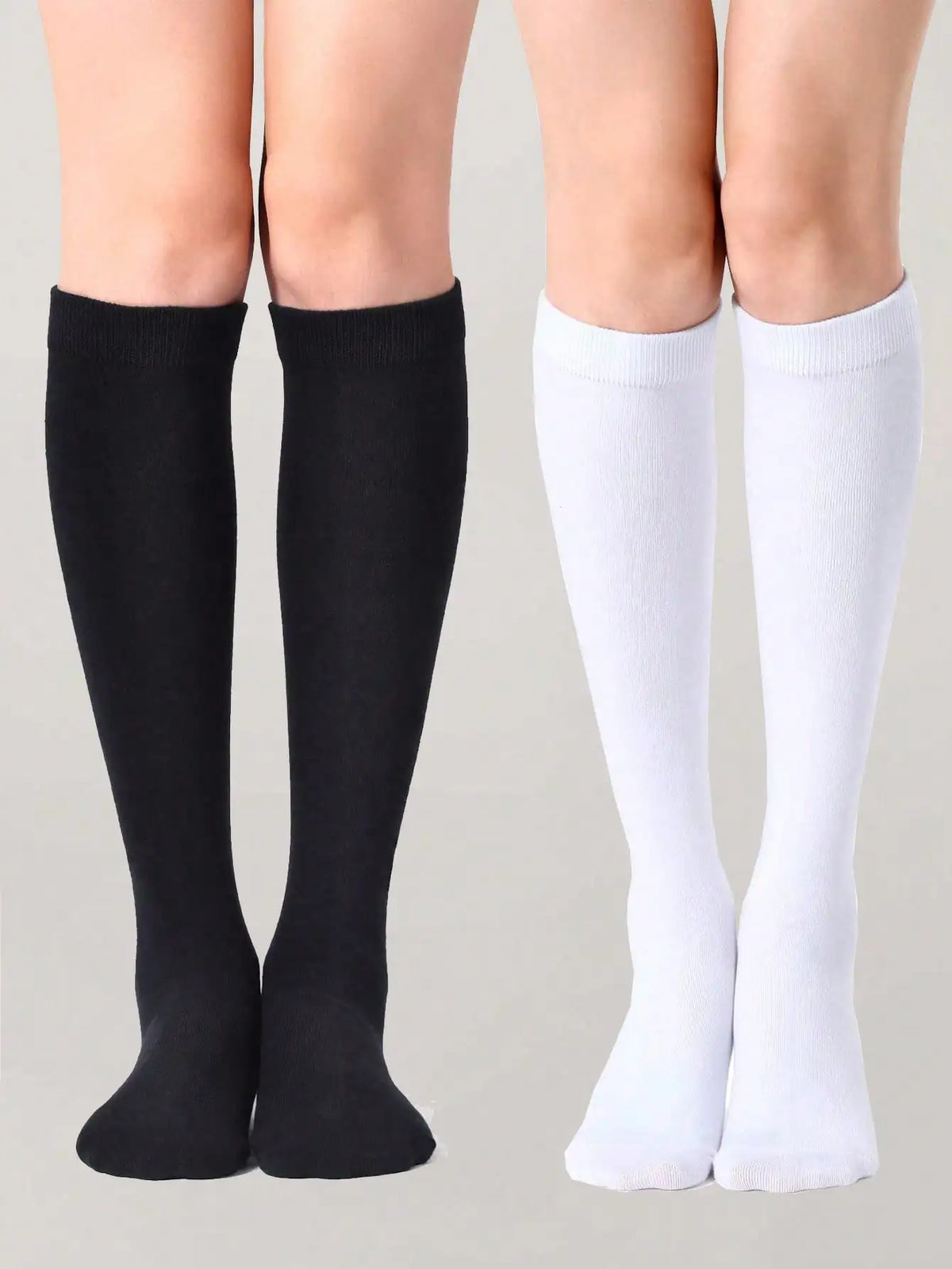 Women's Thick Knee High Socks, Black and White