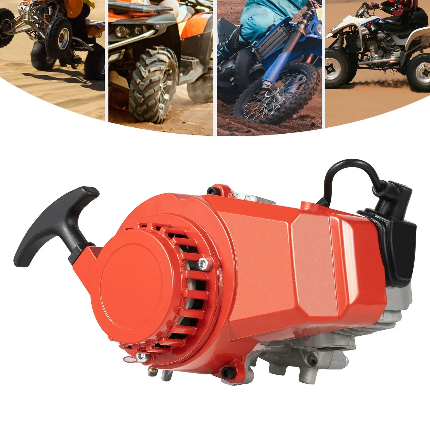 49CC 2-Stroke Gas Engine,  Air-Cooled Pull Start Motor with Gearbox & Air Filter for Mini Dirt Bike, ATV, Pocket Bike, Quad