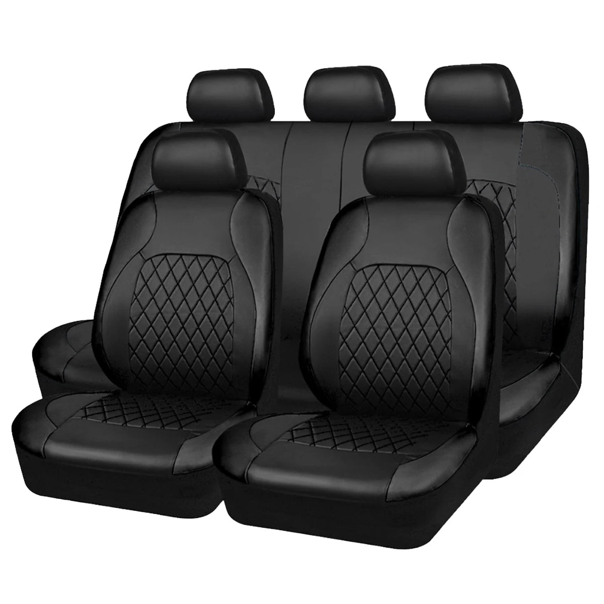 All-Season Quilted PU Leather Car Seat Cover, Waterproof Set