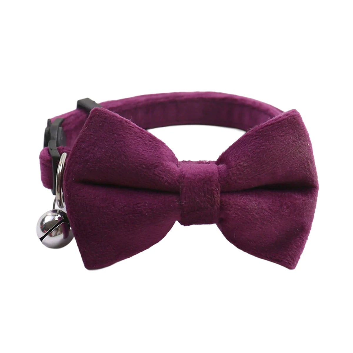 Velvet Bow Cat Collar with Bell - Adjustable Safety Buckle