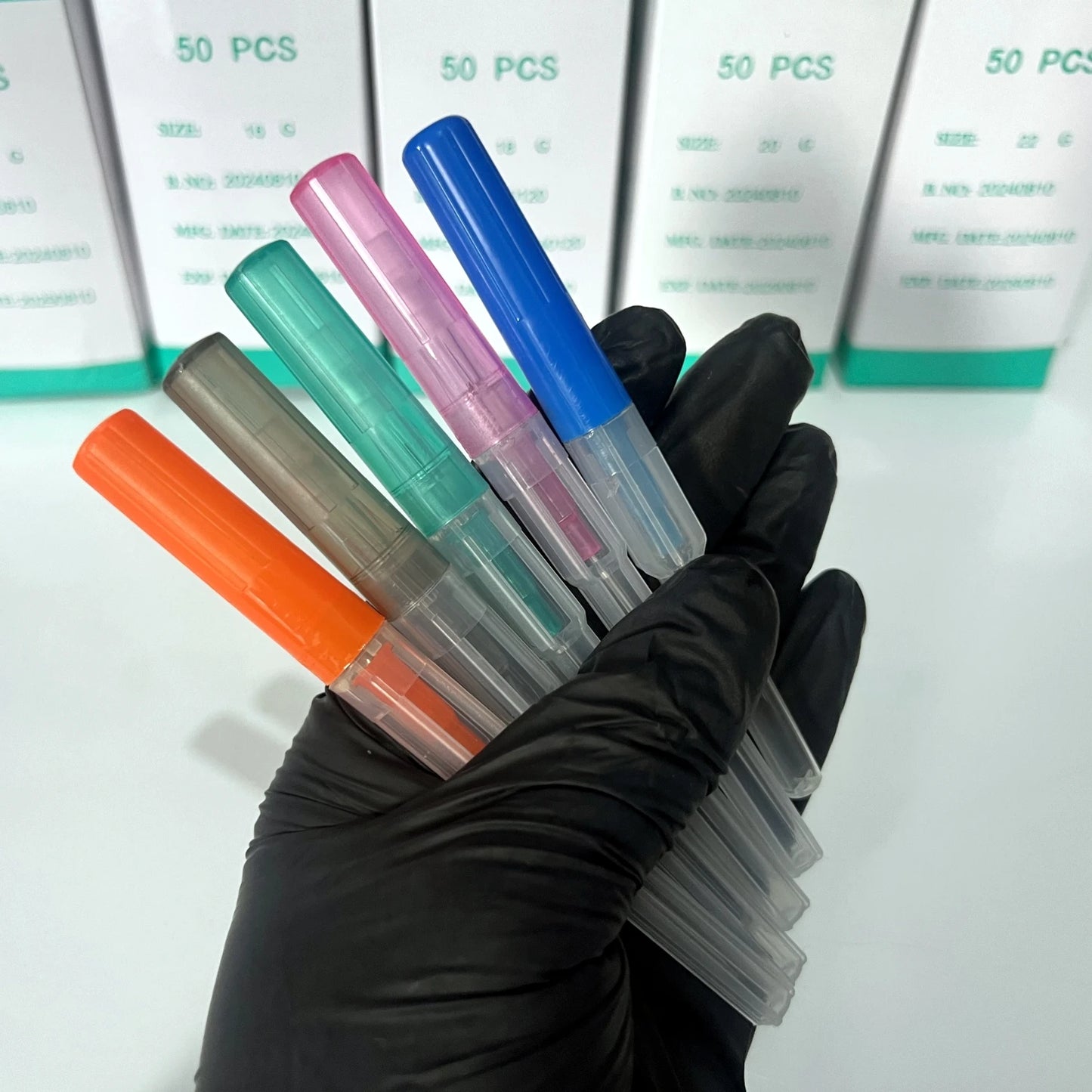 50PCS Piercing Needles Surgical Steel Disposable Body Piercing Needles E.O.Gas Sterilized Permanent Makeup Tattoo Needle