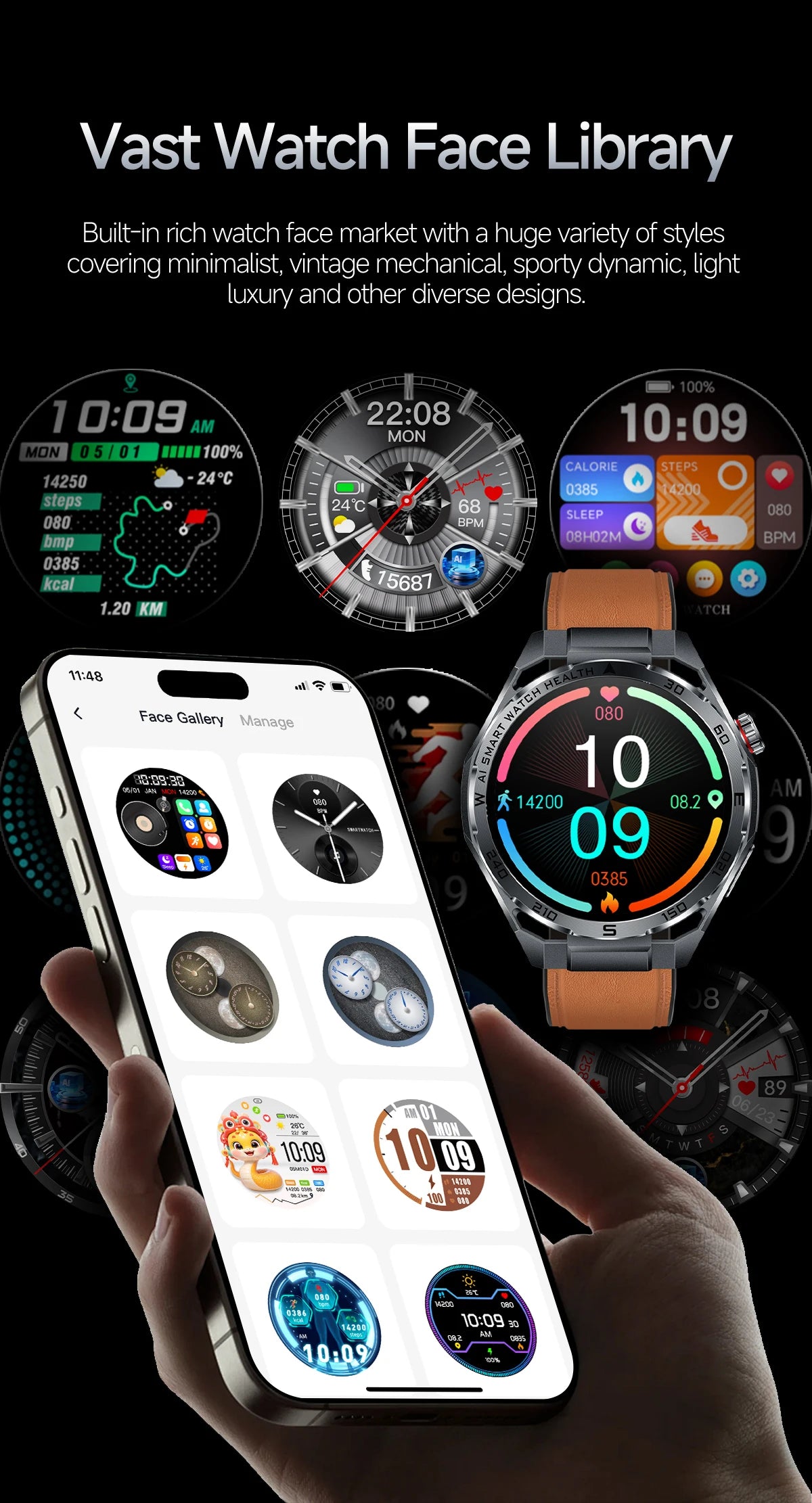 2026 New Body Fat AI Analysis Health Smart Watch ECG+PPG Uric Acid BP Blood Oxygen Call AMOLED Screen Smart Watch For Men Women