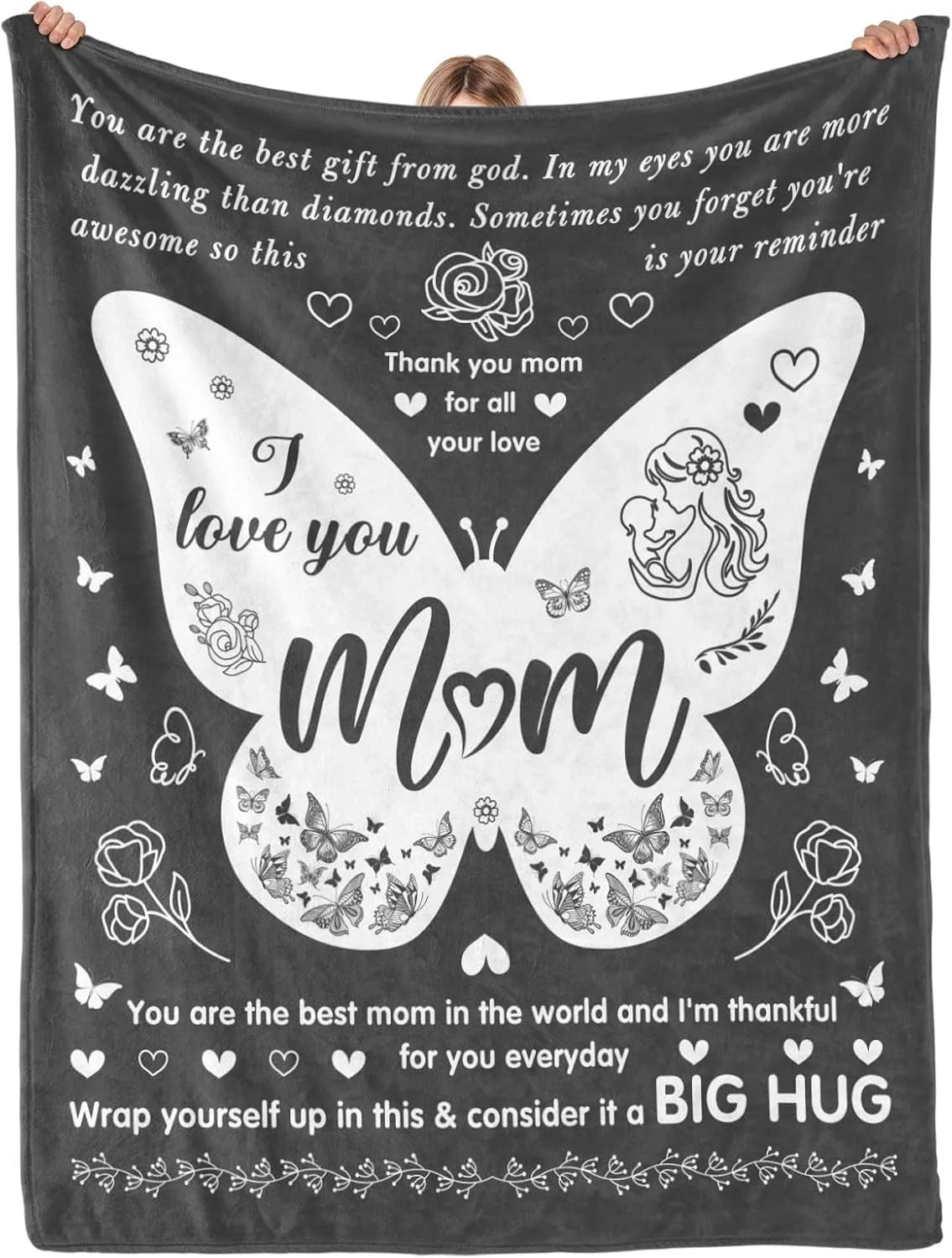 Gift for Mom Flannel Throw Blanket with Loving Message