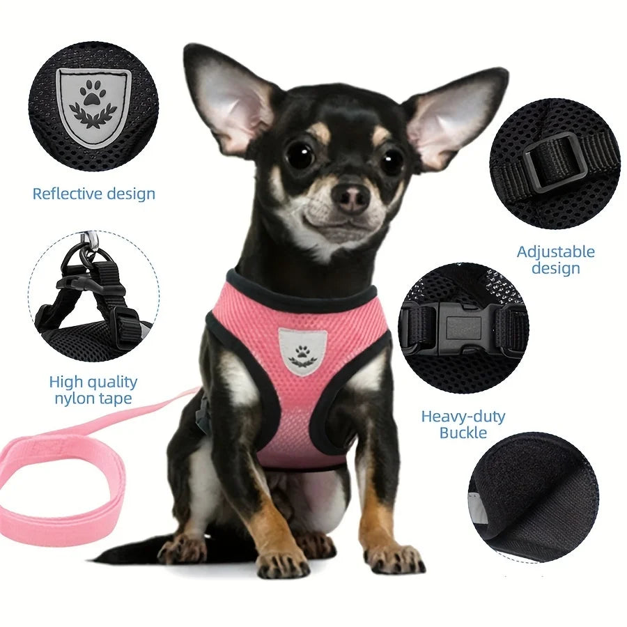 Cat Harness Adjustable, Escape-Proof Breathable Mesh with Reflective Vest  5-Foot Leash - Safe, Durable Outdoor Adventures