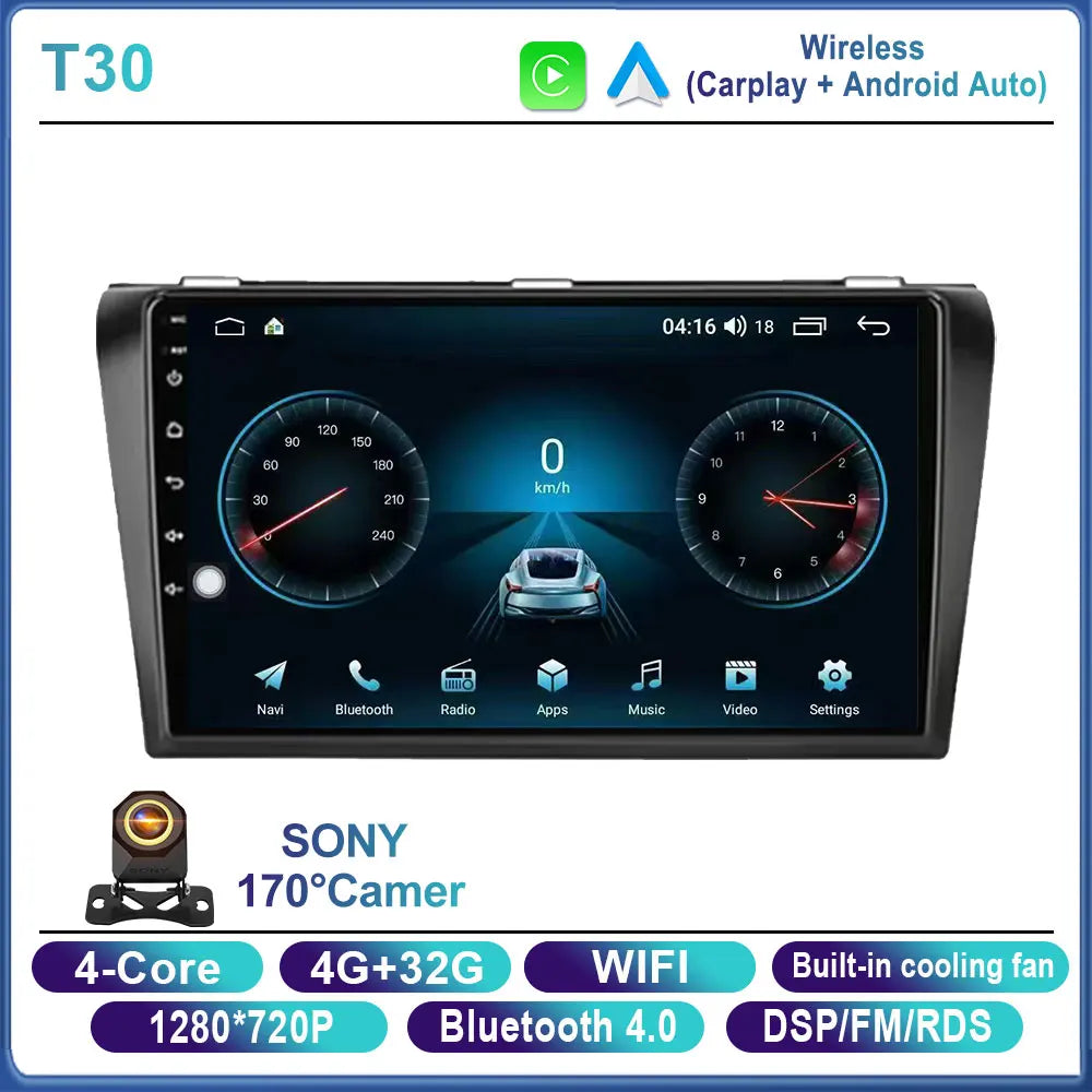 Car Stereo with Apple CarPlay & Android Auto, Compatible with Mazda 3 (2004-2009)