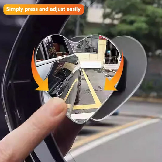 2PCS Adjustable Heart Shaped Car Reversing Aid Rearview Convex Mirror Car Blind Spot Rearview Mirror 360 Degree