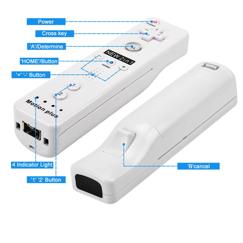 1 Set/2 Set Remote Controller with Nunchuck Controller for Wii Games Control for Wii Console Wireless Gamepad with Motion Plus