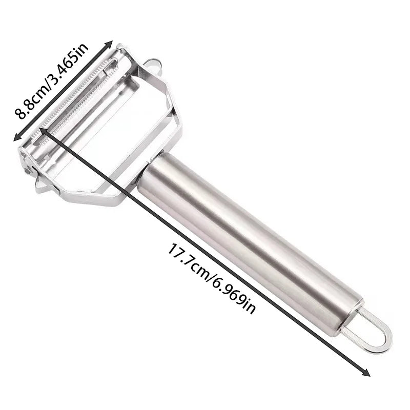 3-in-1 Stainless Steel Peeler Set - Vegetable Peeler, Julienne Slicer, Grater for Kitchen, Dishwasher Safe (Silver)