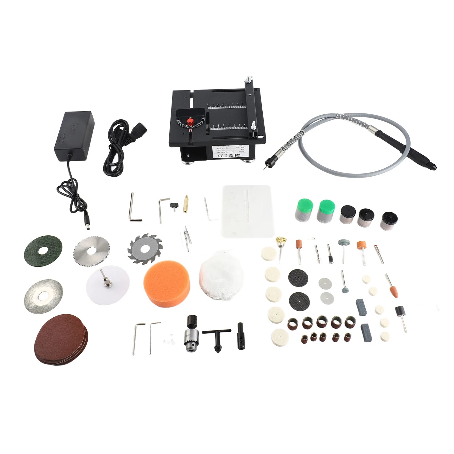 100W Multi Functional Table Saw Mini Desktop Electric Saw Cutter Speed and Angle Adjustable Liftable Blade 16MM Cutting Depth
