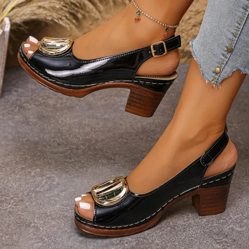 Gladiator High-Heel Sandals for Women — Metallic Open-Toe Roman Dress Heels