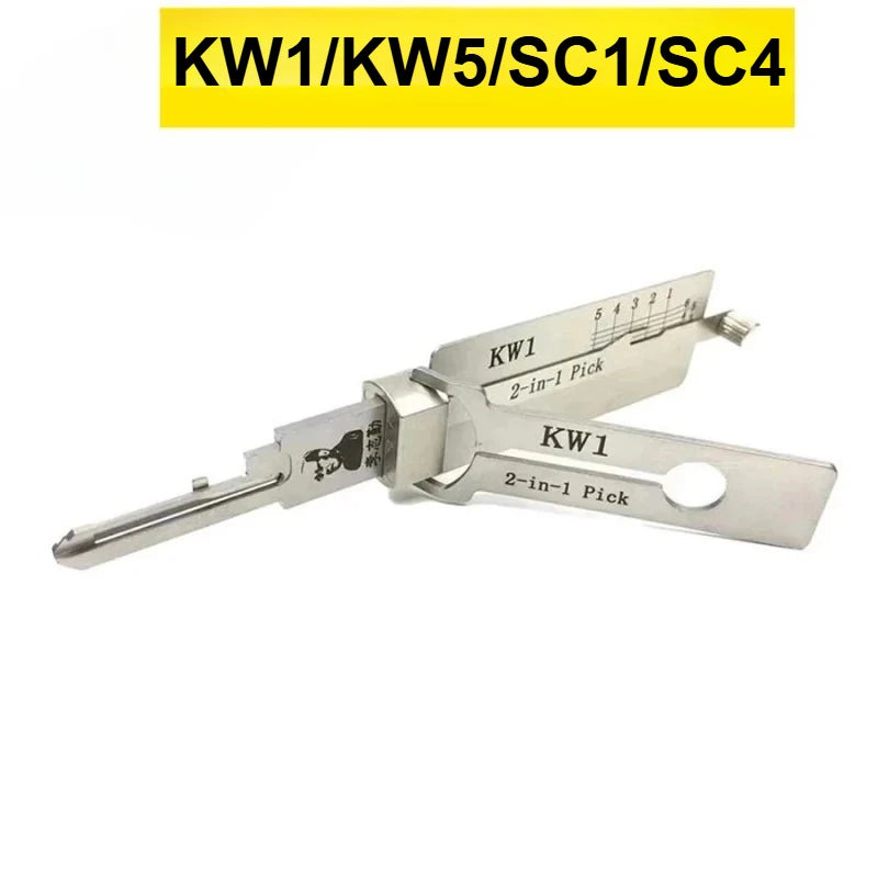 KW5 KW1 SC4 SC1  2-in-1 Lishi Lock Pick Opens Key Decoder Master Key Set of  Pick Lock Picking Kits