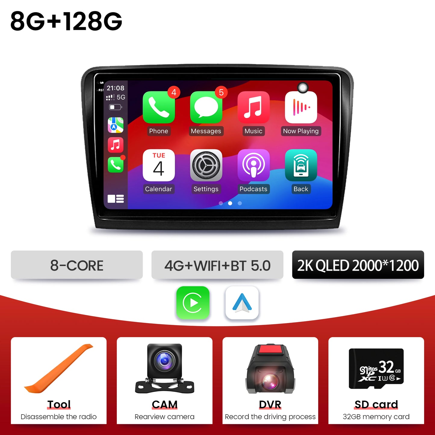 10inch Android 16 For Skoda Superb 2 B6 2008-2015 Car Radio BT Carplay Multimedia Navigation 2K QLED Screen