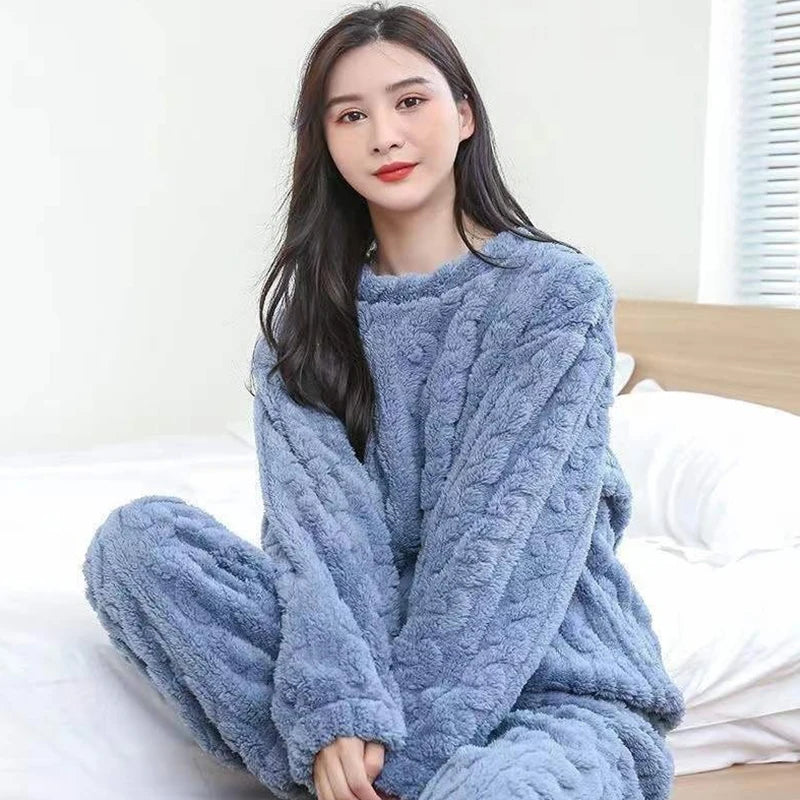 Women's Ribbed Velvet Pajama Set, Pullover and Pants