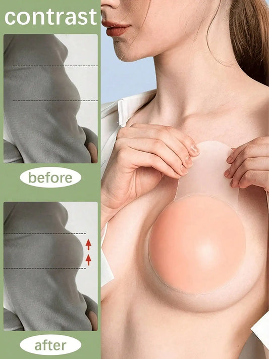 2pcs Invisible Silicone Nipple Patches - Sexy, Washable Chest Pasties With Anti-Glare & Lifting Effect,