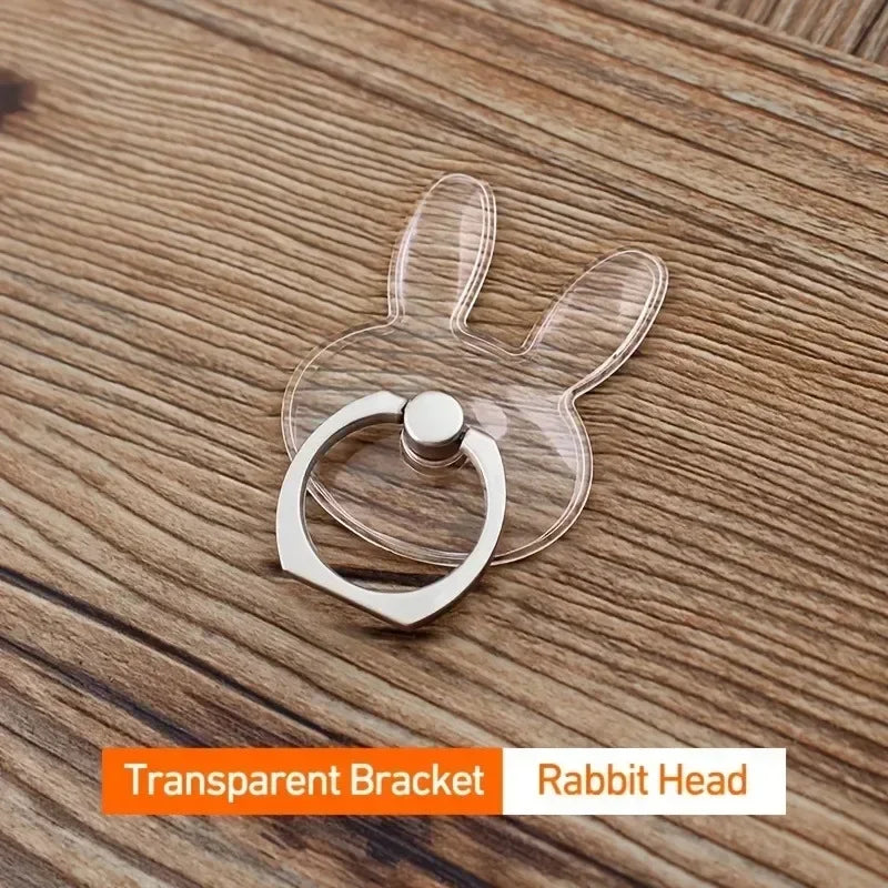 Transparent Cute Cat Phone Ring Holder – Foldable 360° Rotating Stand | Universal Smartphone Accessory