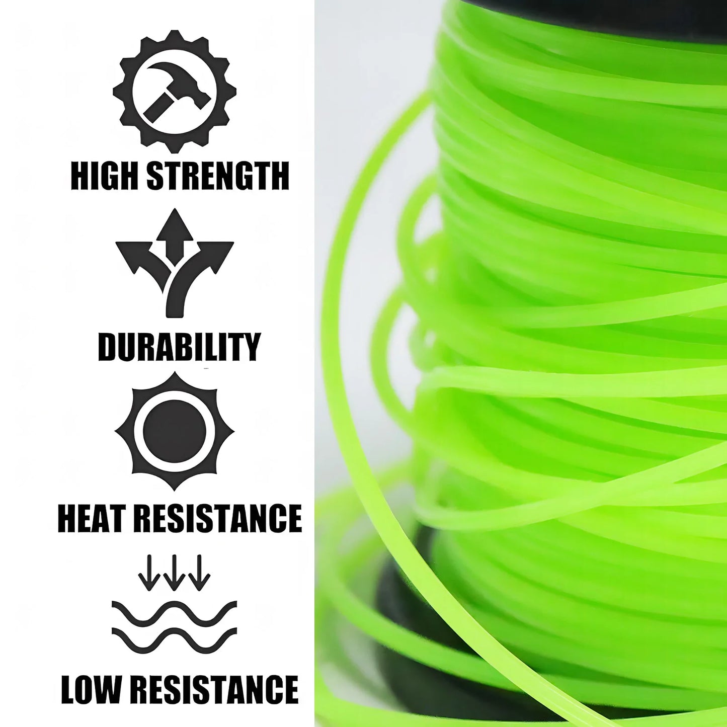 TSES 59m~130m Green String Trimmer Line Roll Durable Octagonal Shape Nylon Weed Whacker Line Strimmer Line Rope