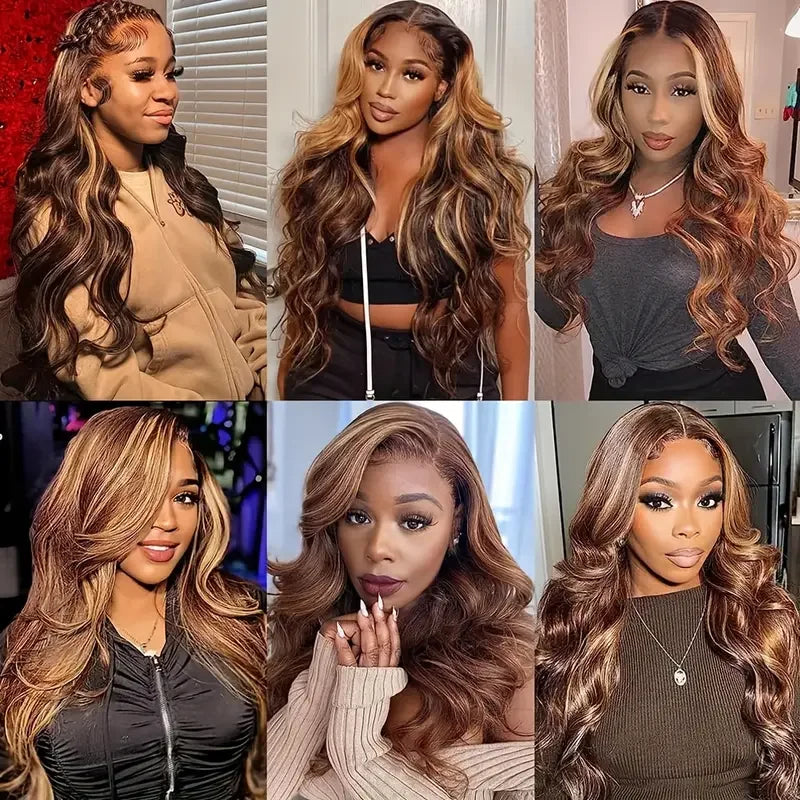 38 40 Inch Highlight Ombre Body Wave Bundles Real Human Hair Colored P4/27 Honey Blonde Brazilian Raw Hair Bundles Extensions