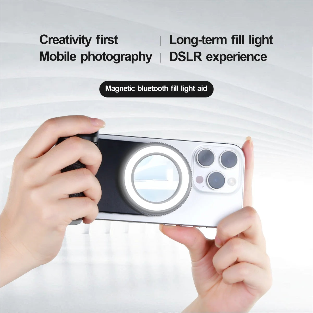 MagSafe Phone Camera Shutter Grip for iPhone 16 Android Bluetooth Selfie Stabilizer With Fill Light for Smartphone Photography