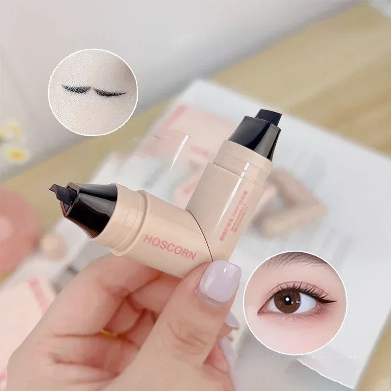 Lazy Integrated Eyeliner Stamp Dual-Head Rotatable Precise Outline Seal Lasting Waterproof Fast Drying Liquid Eye Liner Pen