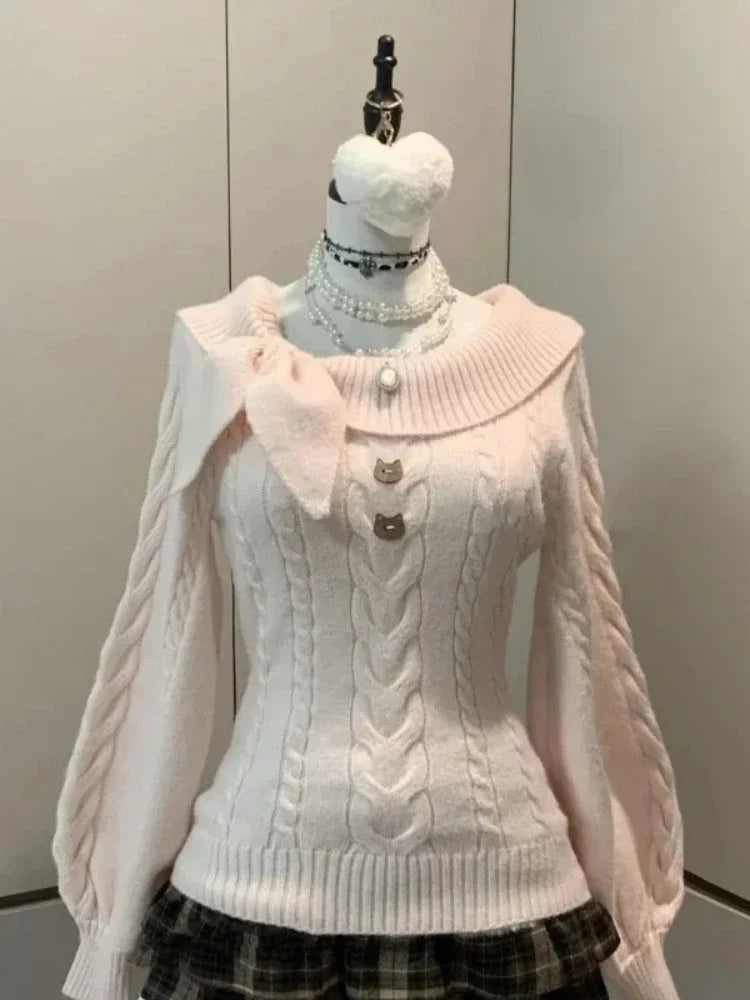 Women's Off-Shoulder Bow Knit Sweater