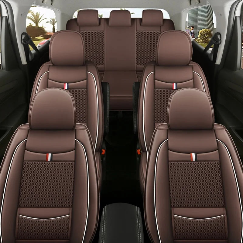 7-Seater Ice Silk & PU Leather Car Seat Cover Set for MPV