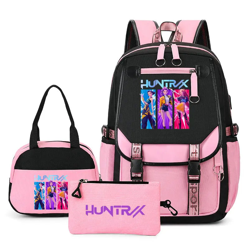 Mochilas Set KPop Demon Hunters Capacity Student SchoolBag For Teenager With Lunch Bags Backpack For Women Boys Girls Daily Use